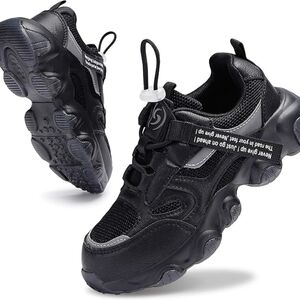 Santiro Boys Shoes Lightweight Fashion Kids Girls Sneakers Black Size 5 Big Kid